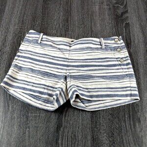 The Limited Easy short 0 Petite Blue Gray Cream Stripe Faux Pockets